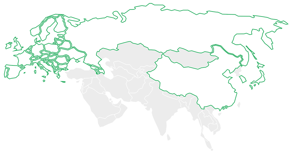 Контурная карта Евразии с странами покупателями продукции компании